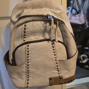 STS Ranchwear Beige Suede Leather Backpack